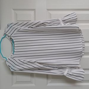 Dalia, White black striped blouse, Small